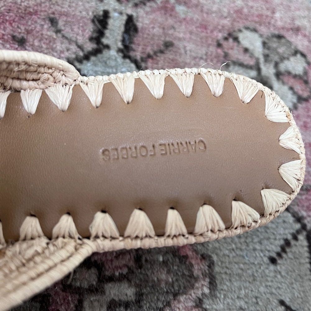 Carrie Forbes Woven Raffia Wedge Slide Sandals 8.5 - Picture 3 of 4